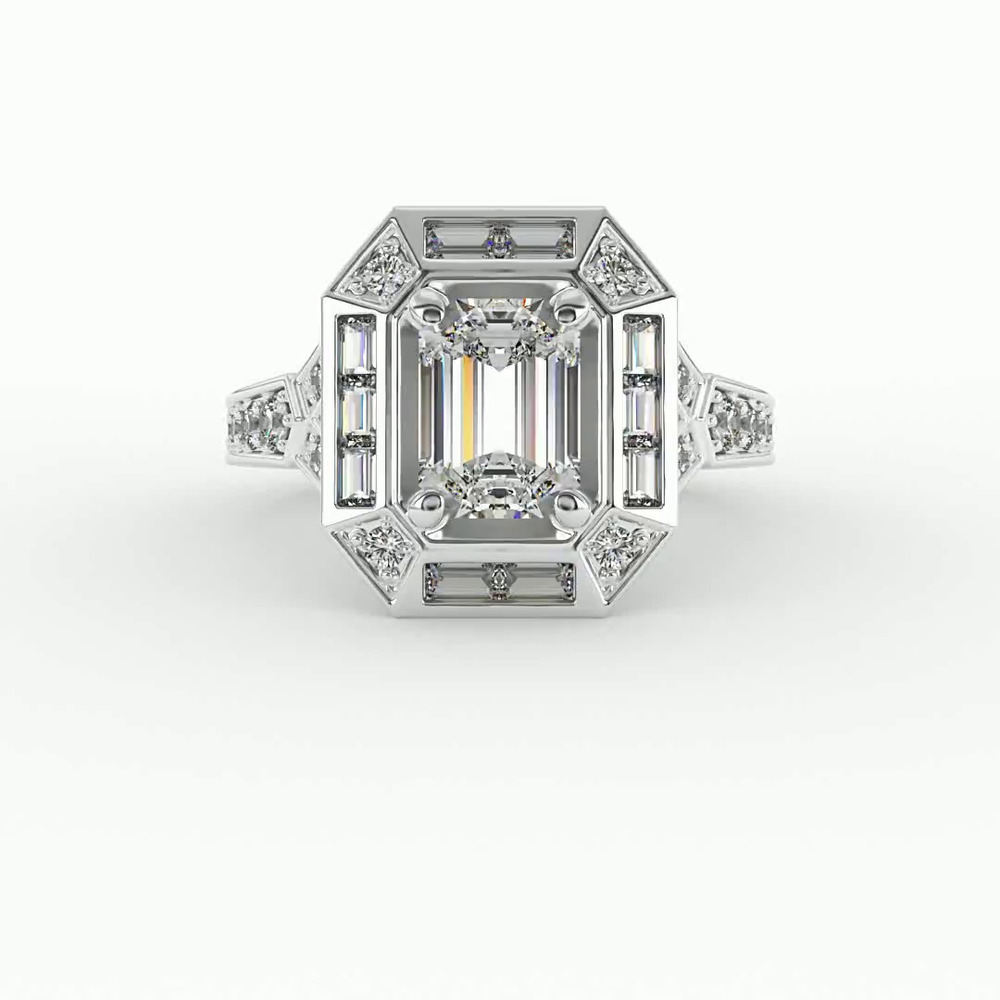 360 degree view of Elle Halo Engagement Ring