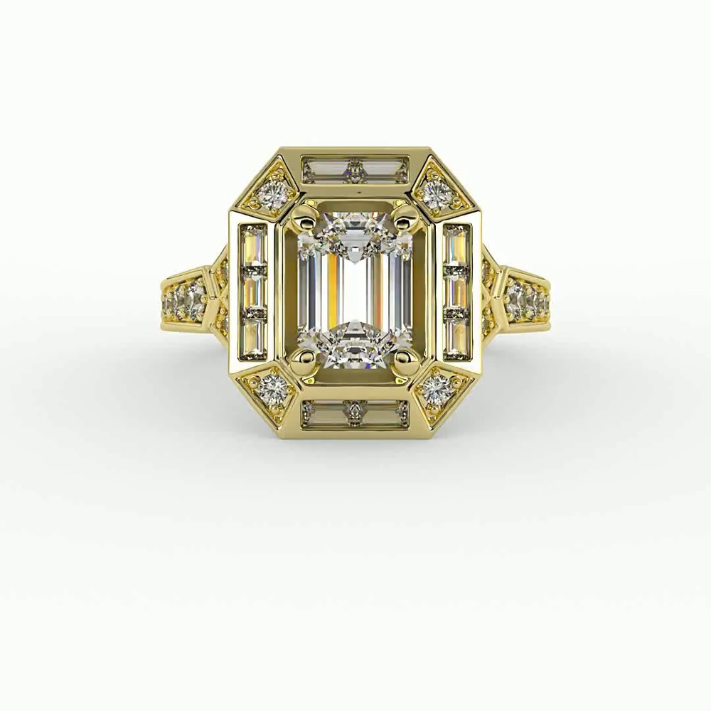 360 degree view of Elle Halo Engagement Ring