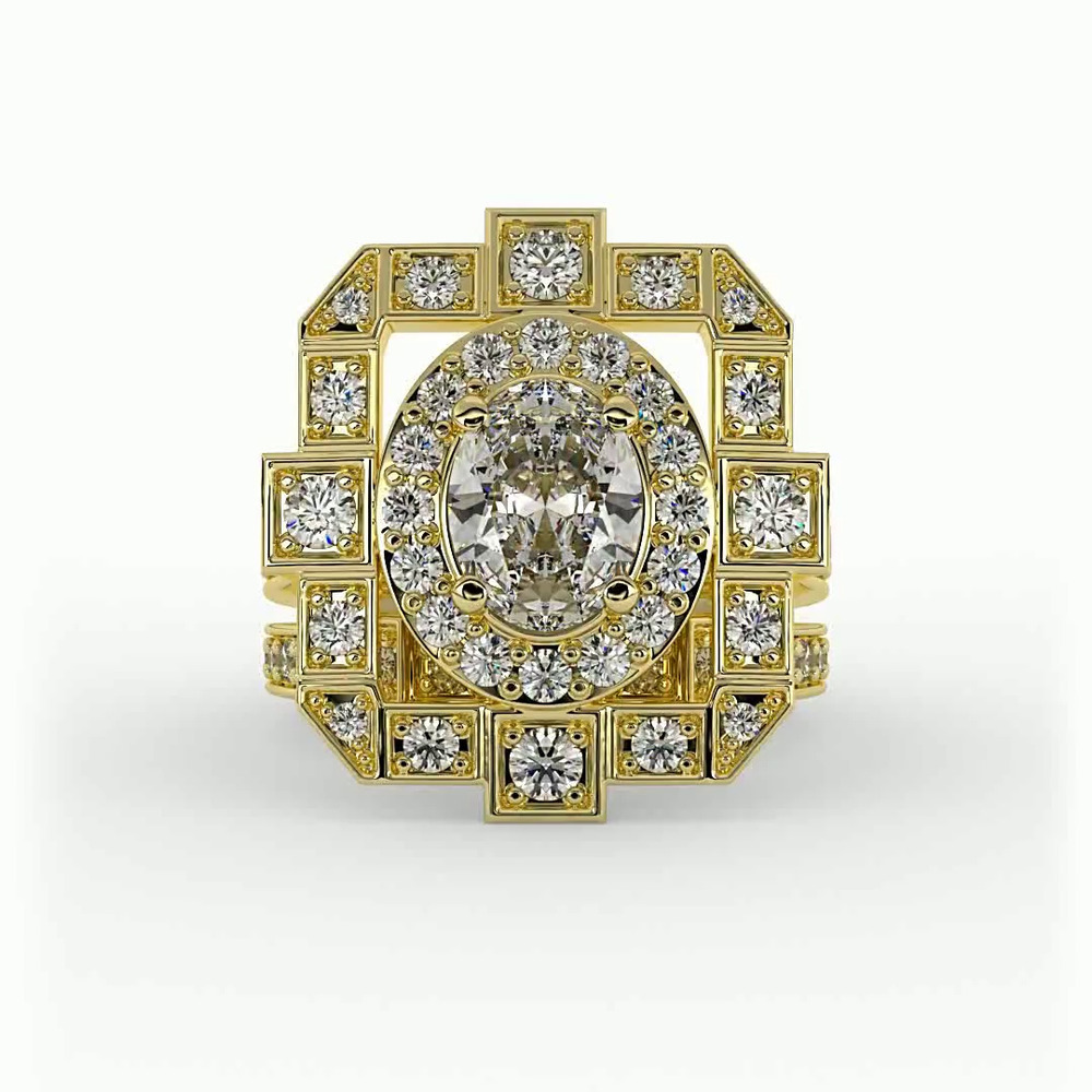 360 degree view of Everlee Halo Engagement Ring