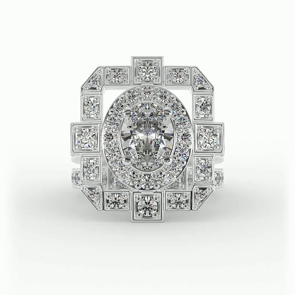 360 degree view of Everlee Halo Engagement Ring