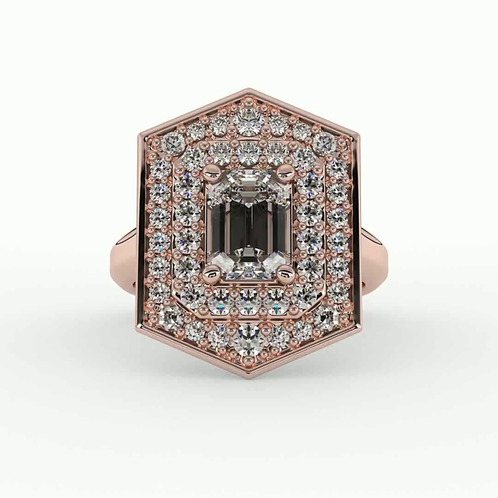 360 degree view of Haisley Halo Engagement Ring