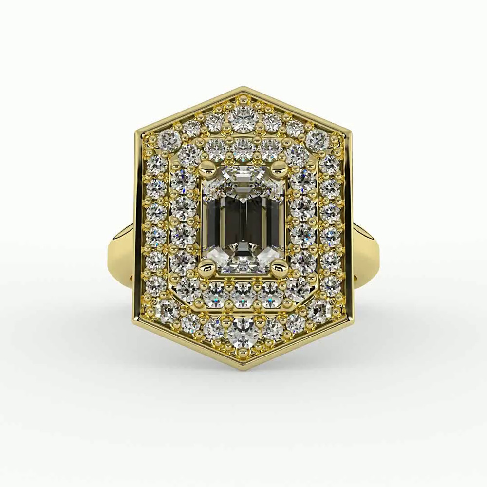 360 degree view of Haisley Halo Engagement Ring