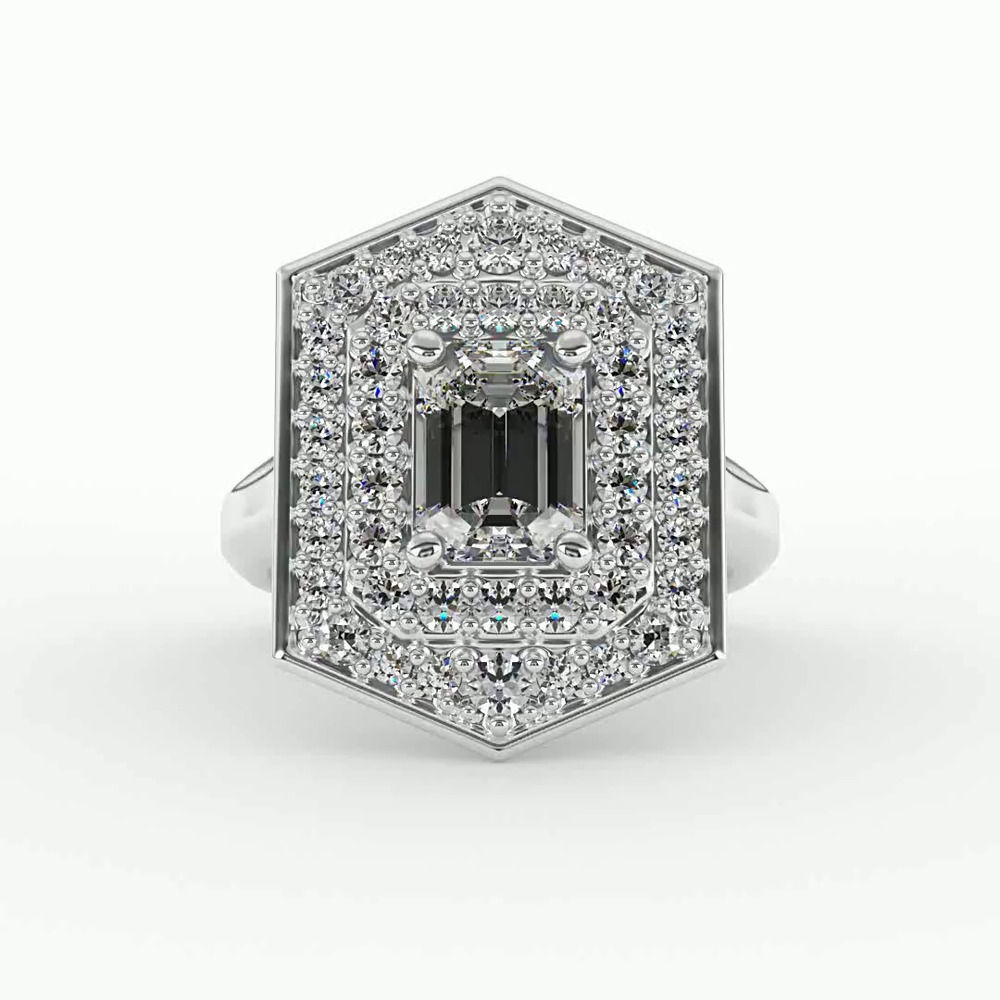360 degree view of Haisley Halo Engagement Ring