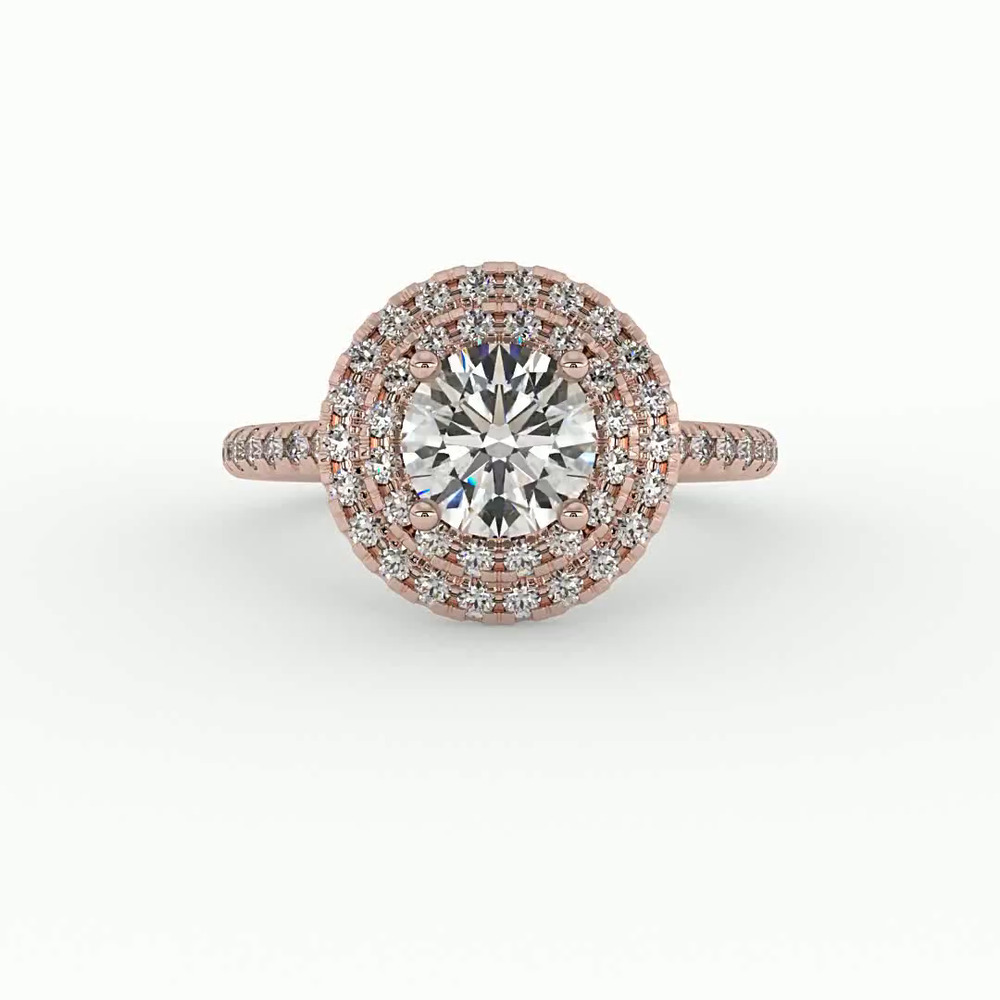 360 degree view of Maya Double Halo Engagement Ring
