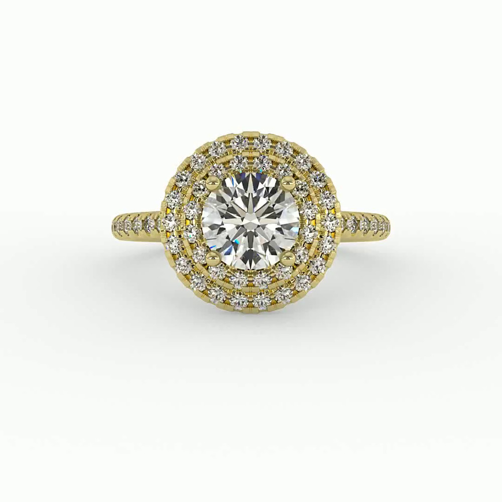 360 degree view of Maya Double Halo Engagement Ring