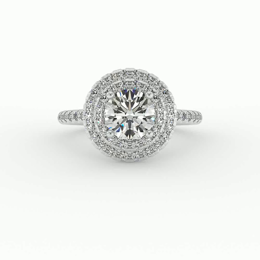 360 degree view of Maya Double Halo Engagement Ring