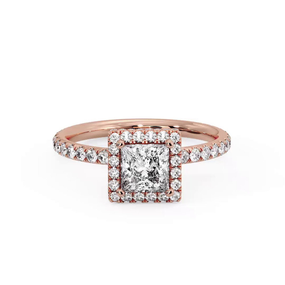 360 degree view of Emberly Pave Halo Engagement Ring