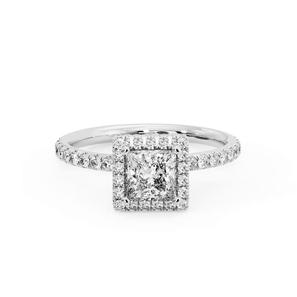 360 degree view of Emberly Pave Halo Engagement Ring
