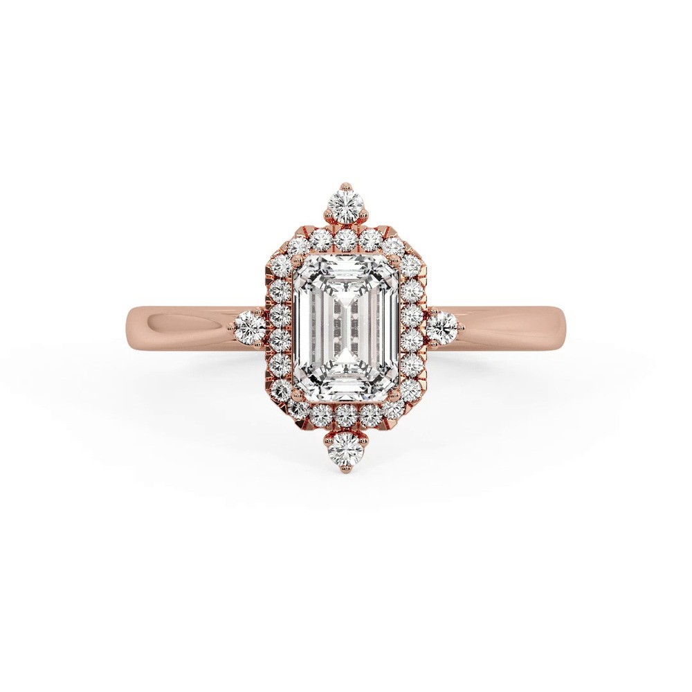 360 degree view of Emmy Halo Engagement Ring