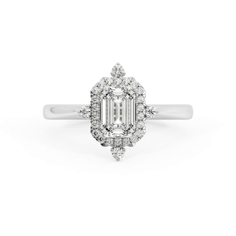 360 degree view of Emmy Halo Engagement Ring