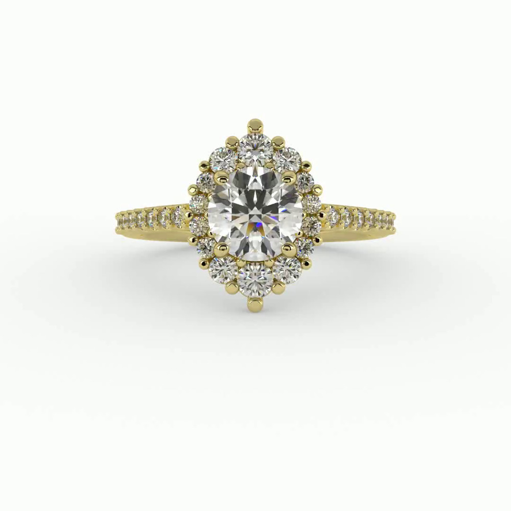 360 degree view of Violet Cathedral Pave Diamond Halo Engagement Ring
