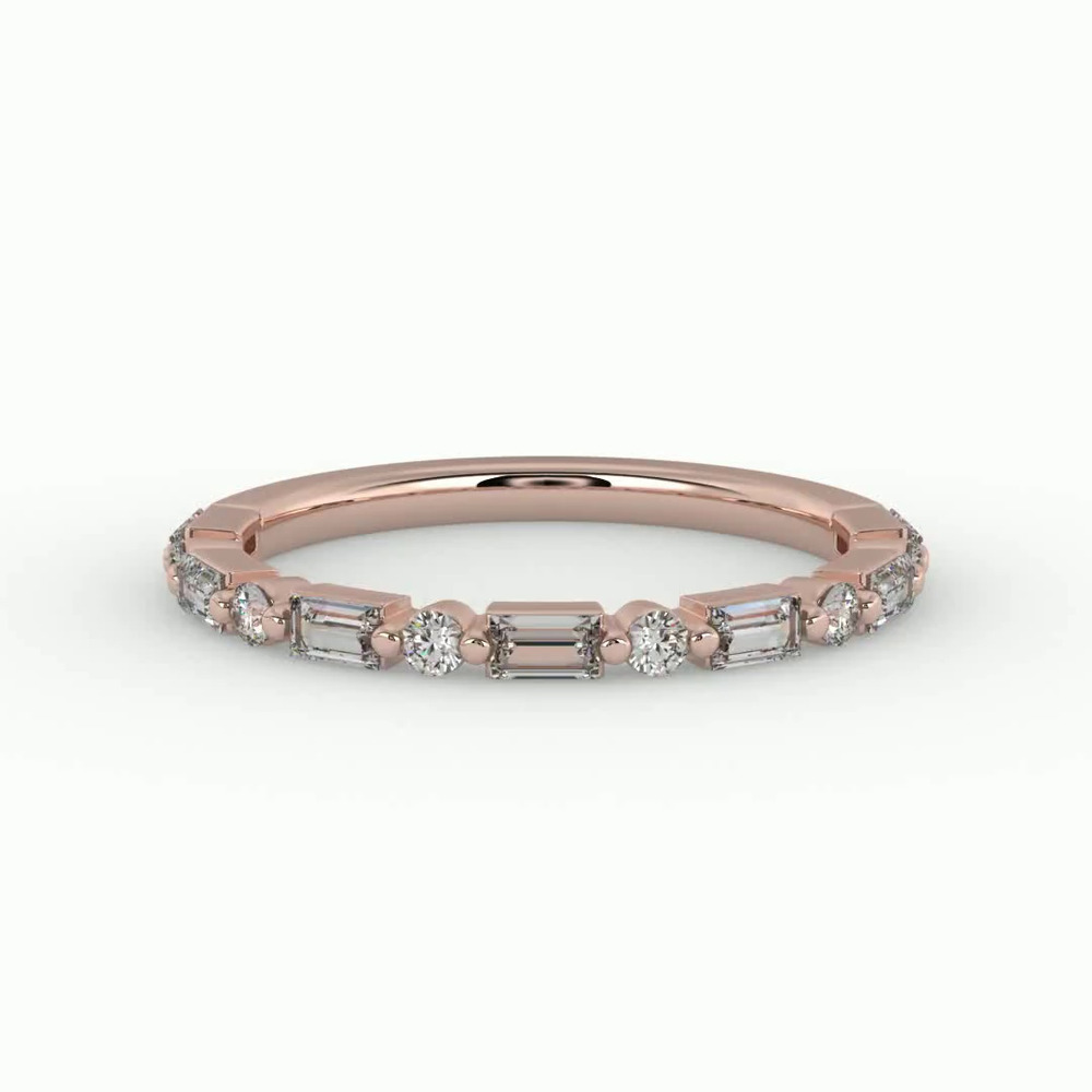 360 degree view of Orion Round And Baguette Diamond Band