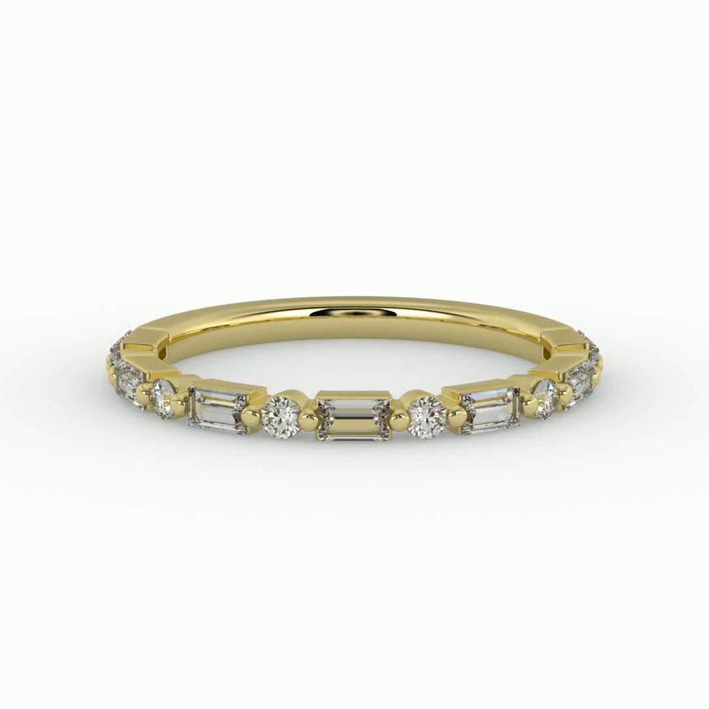360 degree view of Orion Round And Baguette Diamond Band