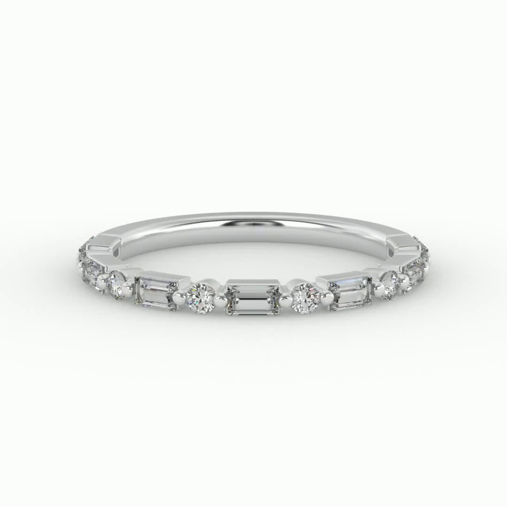 360 degree view of Orion Round And Baguette Diamond Band