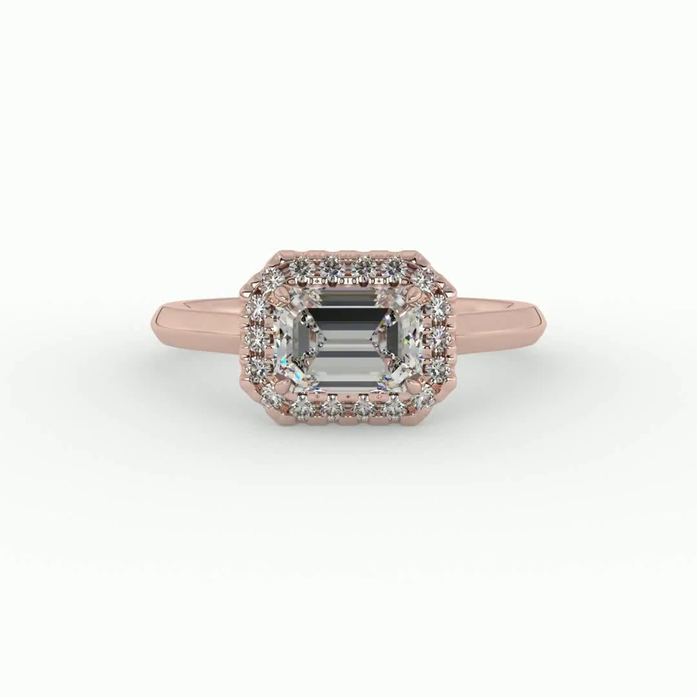 360 degree view of Josephine East West Halo Engagement Ring
