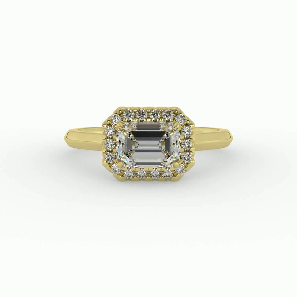 360 degree view of Josephine East West Halo Engagement Ring