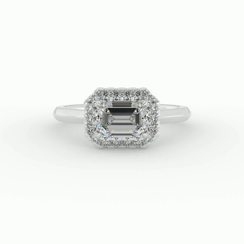 360 degree view of Josephine East West Halo Engagement Ring