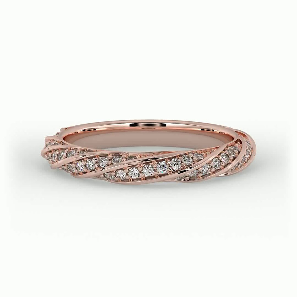 360 degree view of Rosa Spiral Pave Band