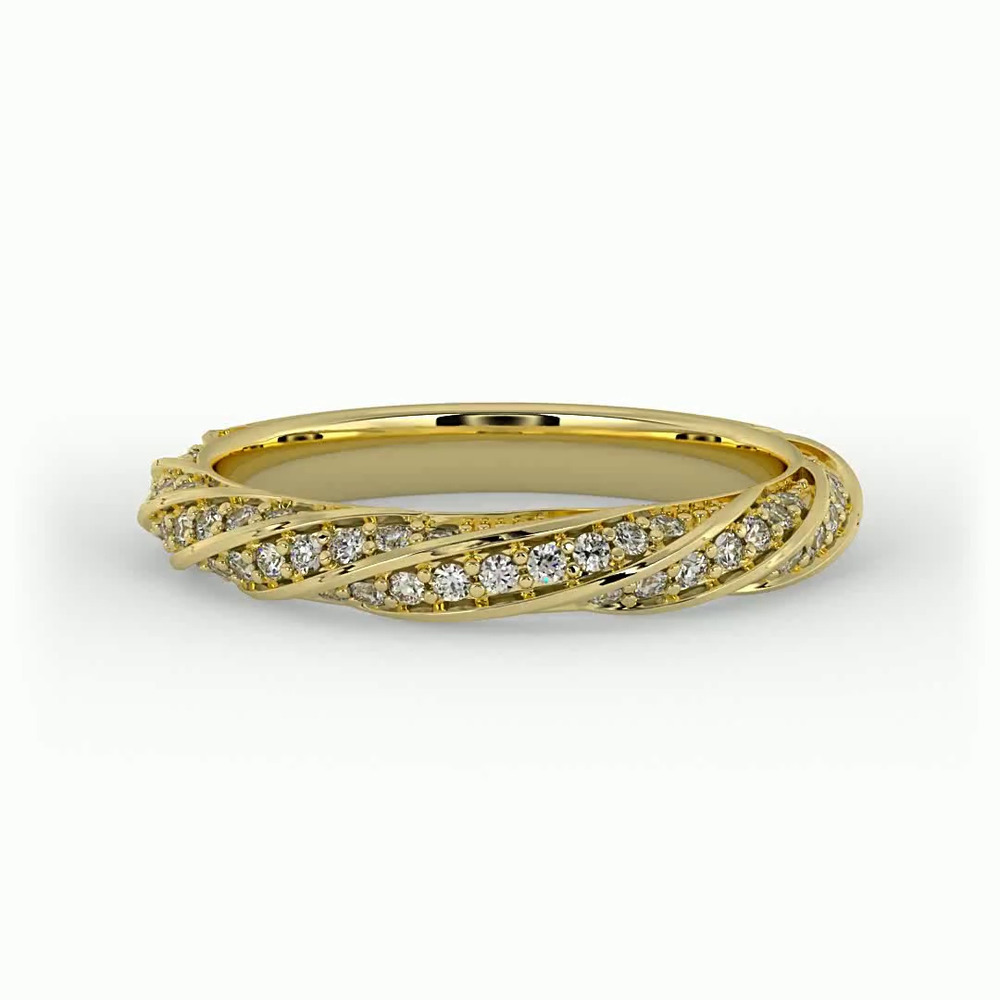 360 degree view of Rosa Spiral Pave Band