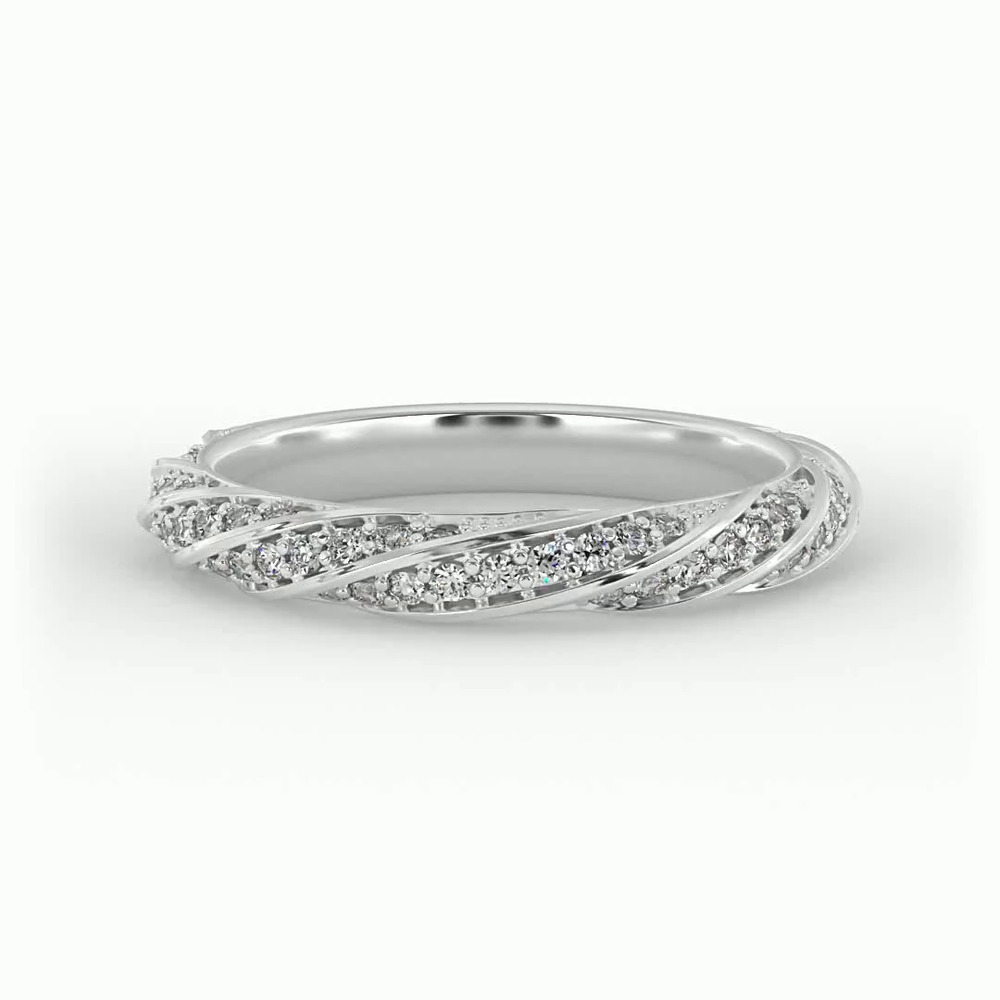 360 degree view of Rosa Spiral Pave Band