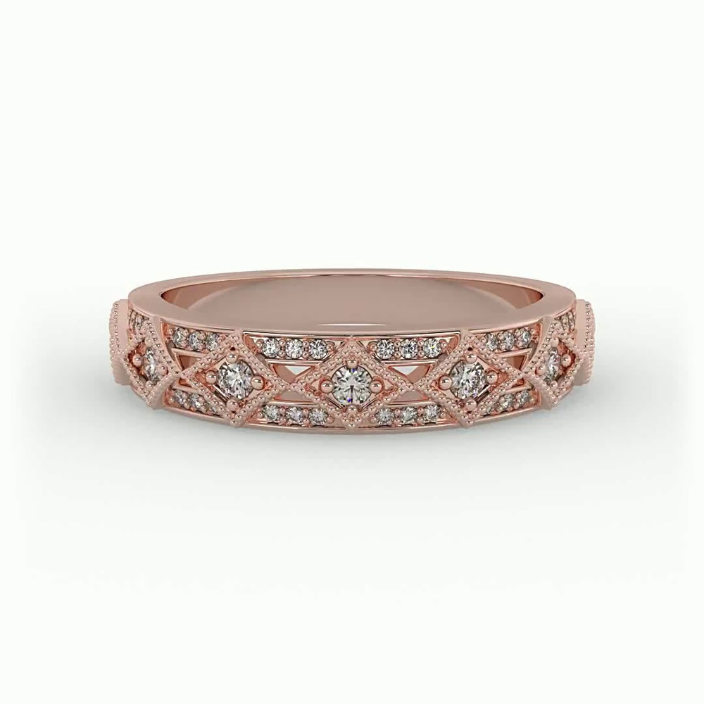 360 degree view of Paige Art Deco Diamond Band