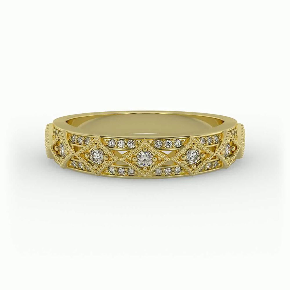 360 degree view of Paige Art Deco Diamond Band