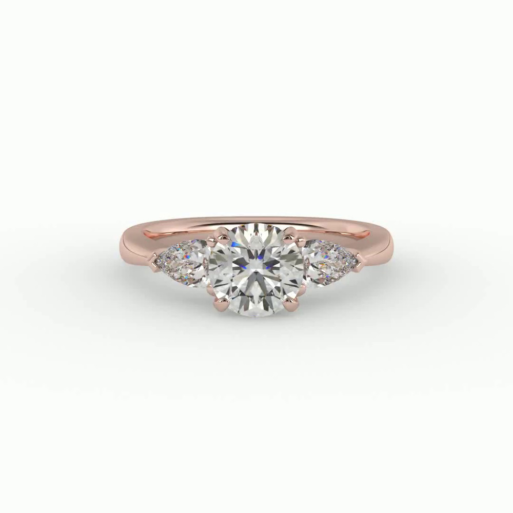 360 degree view of Madison Three-Stone Pear Engagement Ring