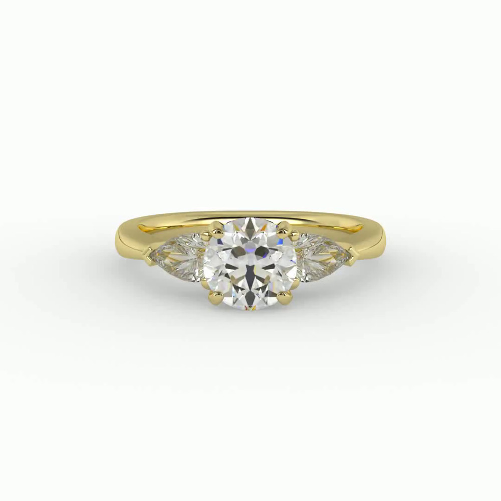 360 degree view of Madison Three-Stone Pear Engagement Ring