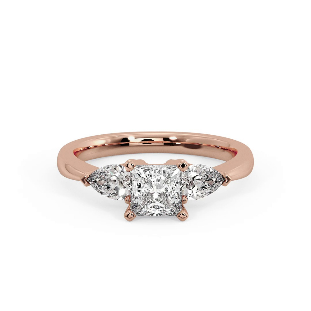 360 degree view of Madison Three-Stone Lab Pear Engagement Ring