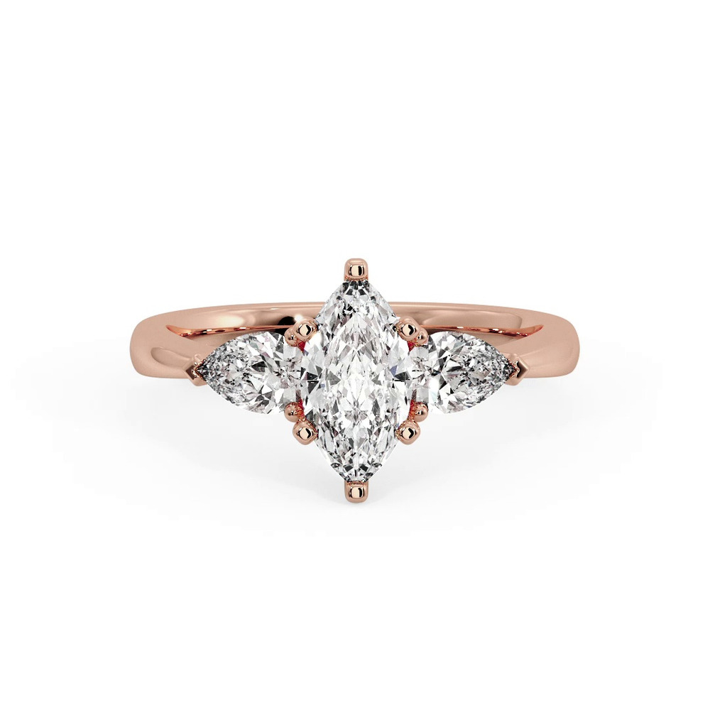 360 degree view of Madison Three-Stone Lab Pear Engagement Ring