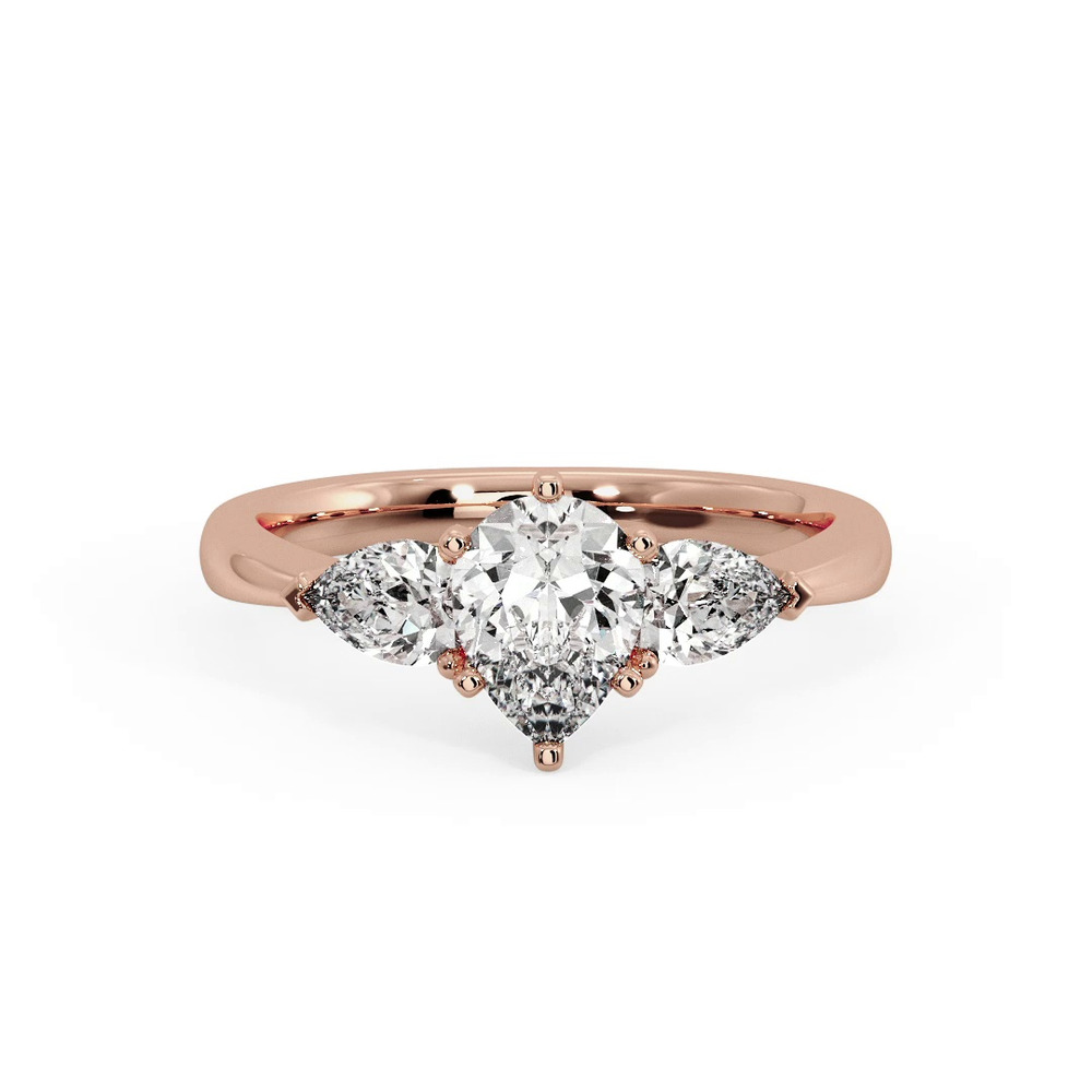 360 degree view of Madison Three-Stone Lab Pear Engagement Ring