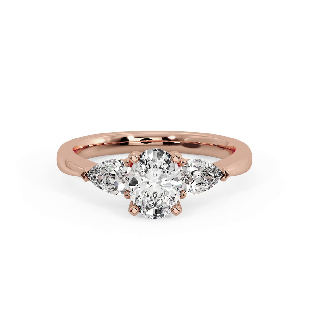 360 degree view of Madison Three-Stone Lab Pear Engagement Ring