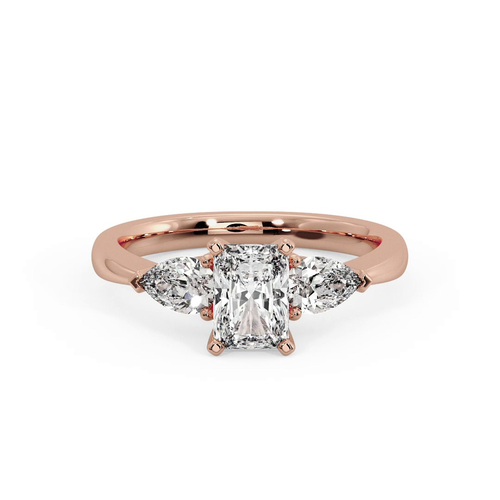 360 degree view of Madison Three-Stone Lab Pear Engagement Ring