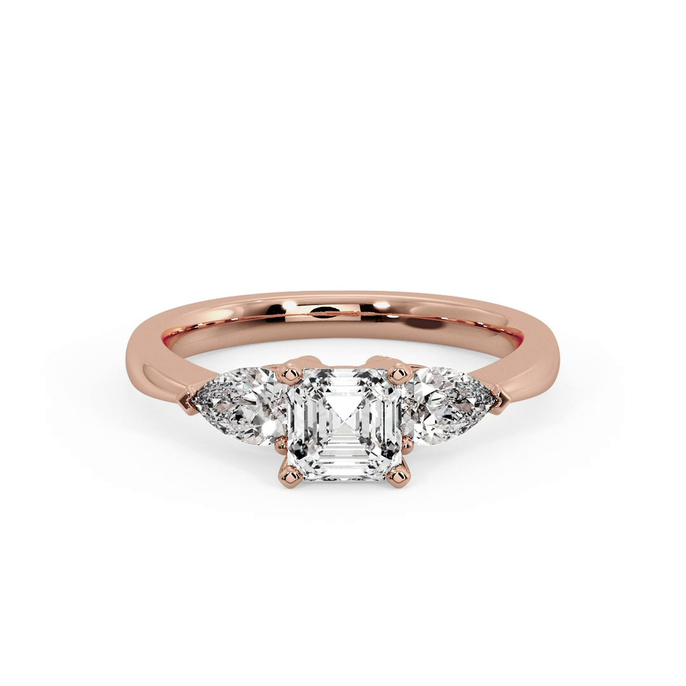 360 degree view of Madison Three-Stone Lab Pear Engagement Ring