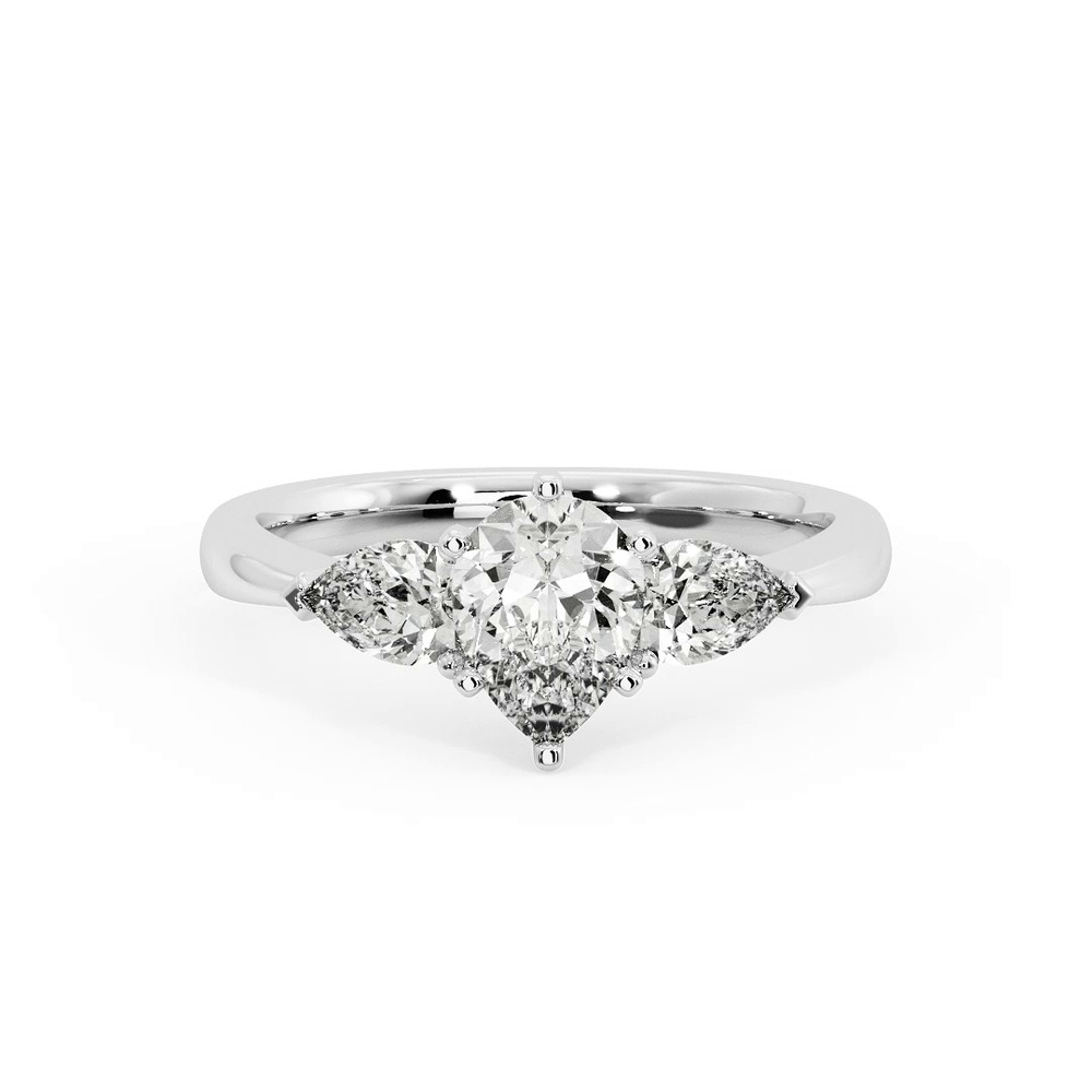 360 degree view of Madison Three-Stone Lab Pear Engagement Ring