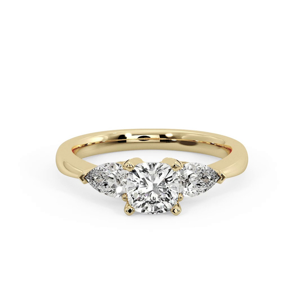 360 degree view of Madison Three-Stone Lab Pear Engagement Ring