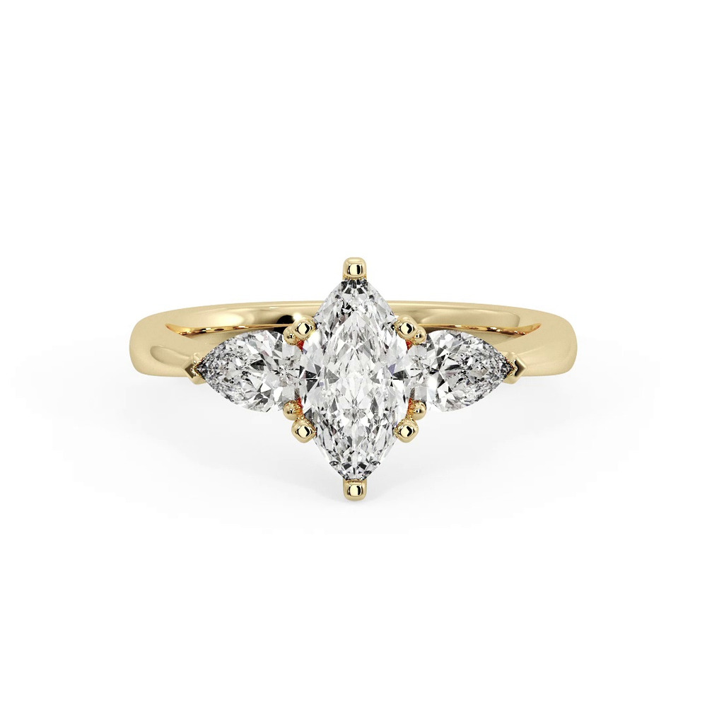 360 degree view of Madison Three-Stone Lab Pear Engagement Ring
