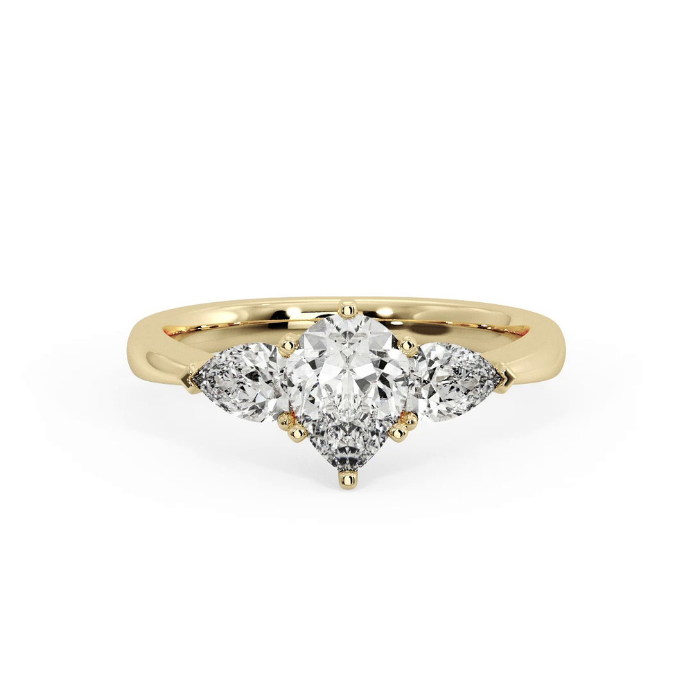 360 degree view of Madison Three-Stone Lab Pear Engagement Ring