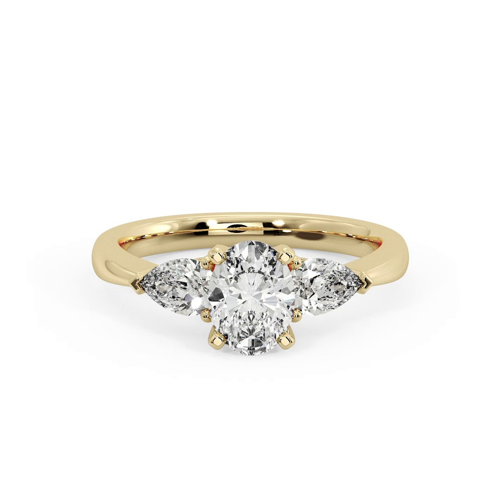 360 degree view of Madison Three-Stone Lab Pear Engagement Ring
