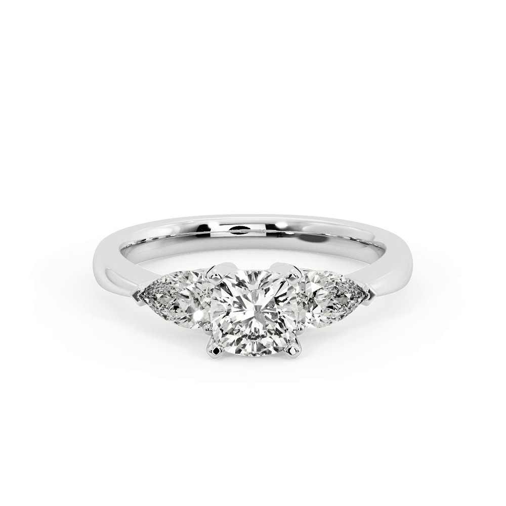 360 degree view of Madison Three-Stone Lab Pear Engagement Ring