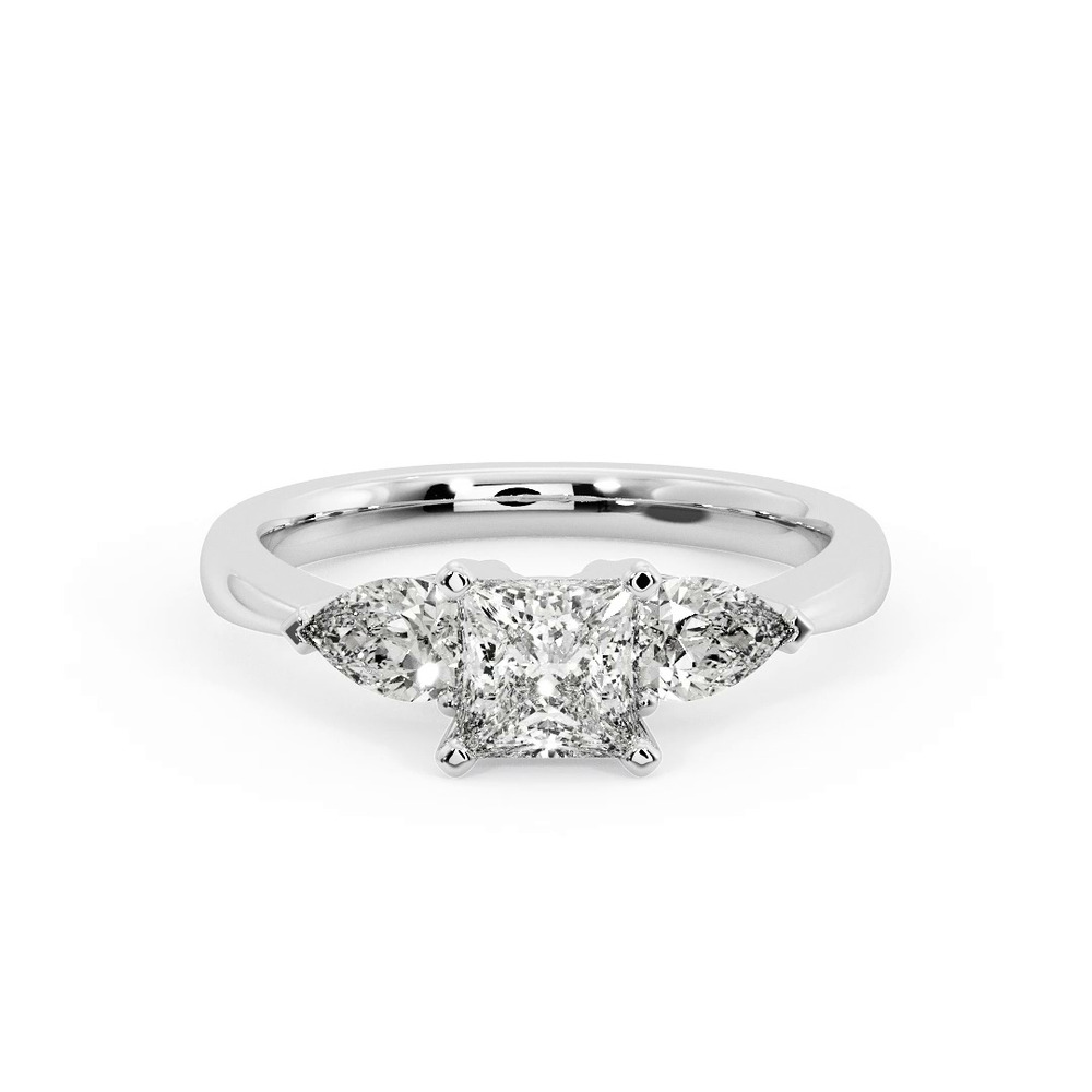 360 degree view of Madison Three-Stone Lab Pear Engagement Ring