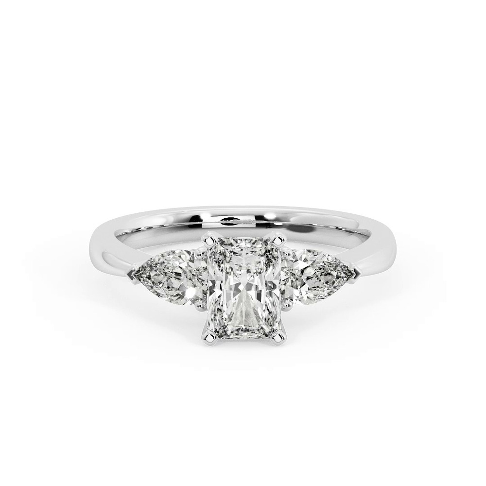 360 degree view of Madison Three-Stone Lab Pear Engagement Ring