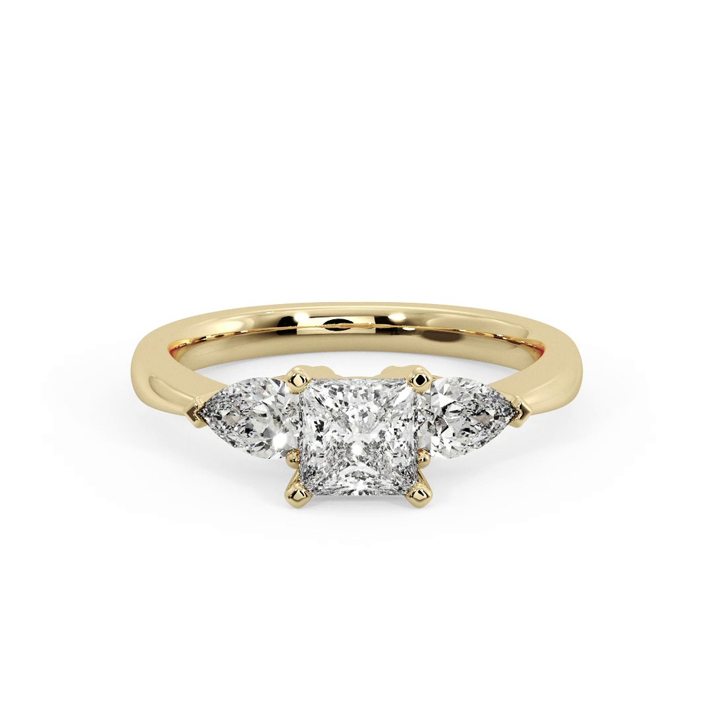 360 degree view of Madison Three-Stone Lab Pear Engagement Ring