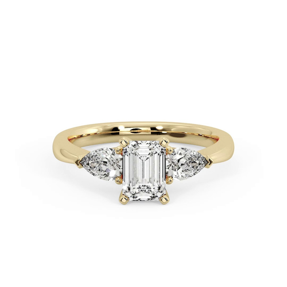 360 degree view of Madison Three-Stone Lab Pear Engagement Ring