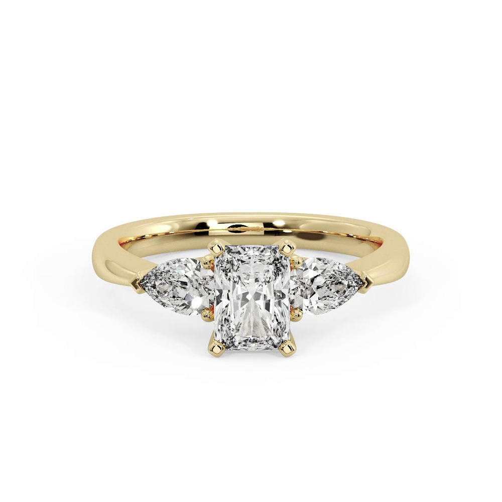 360 degree view of Madison Three-Stone Lab Pear Engagement Ring