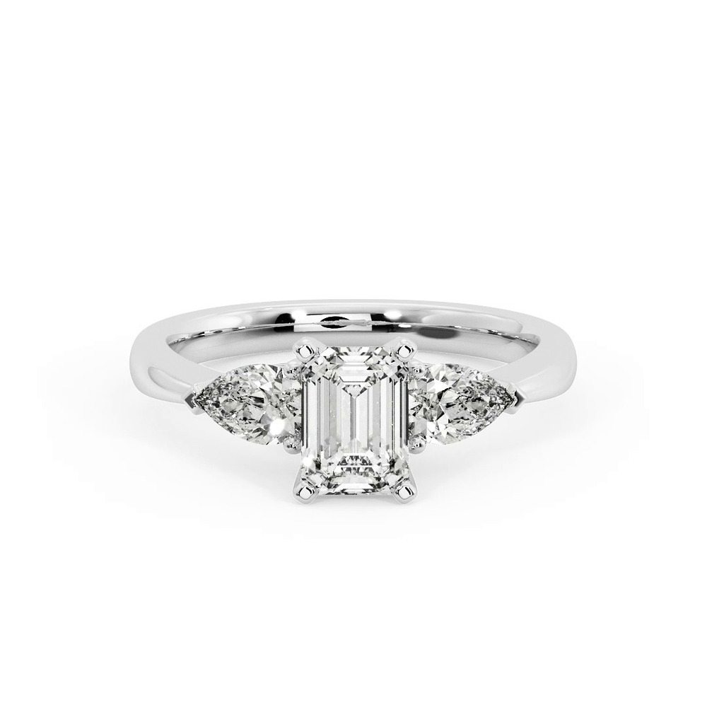360 degree view of Madison Three-Stone Lab Pear Engagement Ring