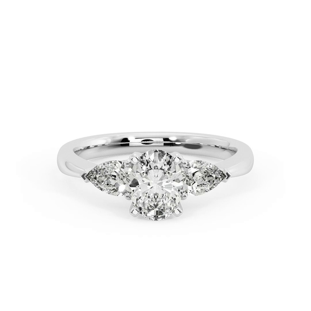 360 degree view of Madison Three-Stone Lab Pear Engagement Ring