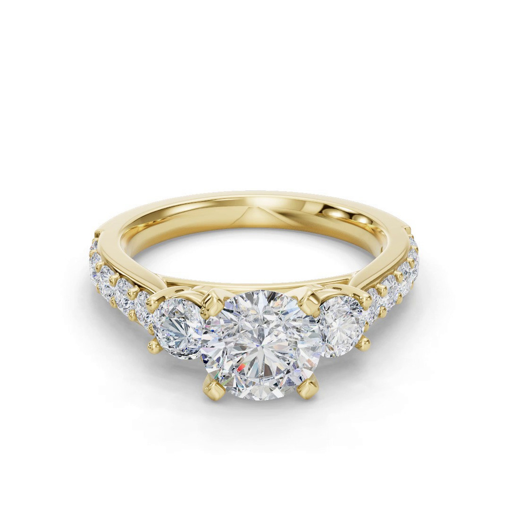 360 degree view of Alana Three-Stone Lab Diamond Engagement Ring