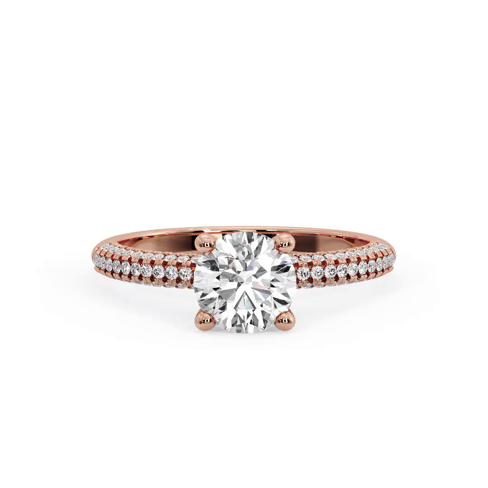 360 degree view of Kira Triple Pave Engagement Ring With Hidden Halo