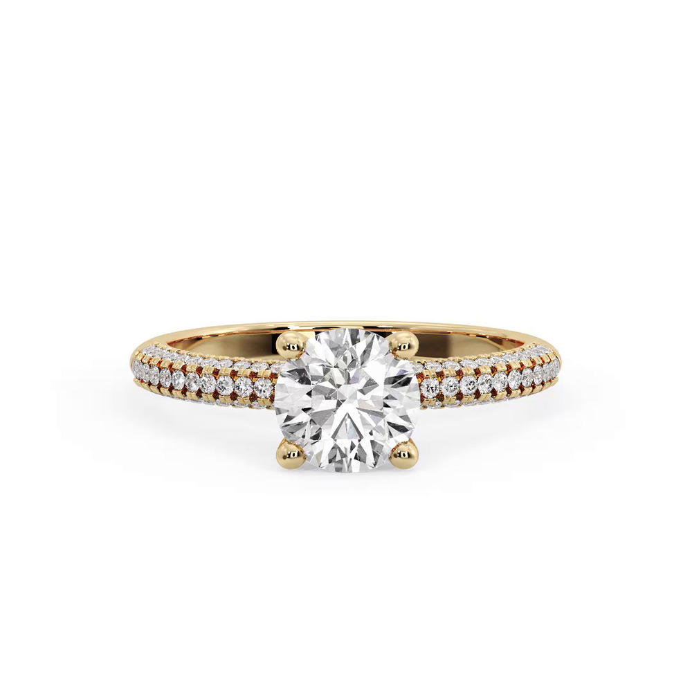 360 degree view of Kira Triple Pave Engagement Ring With Hidden Halo